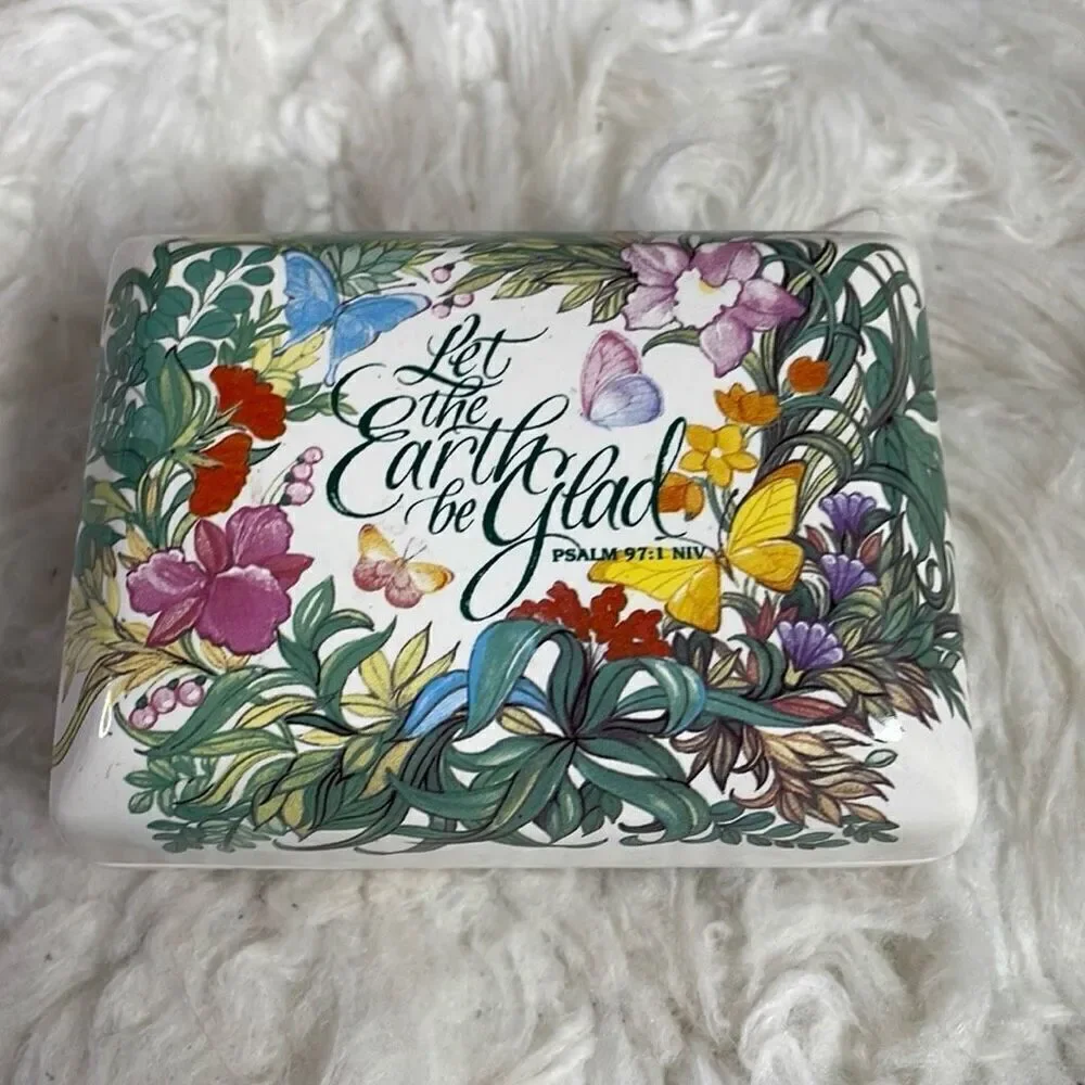 Let the Earth Be Glad Psalm 97:1 NIV Ceramic Box Trinket Ring Box Warner Press